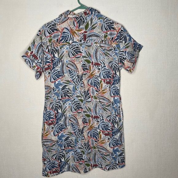 NWT C&C California 100% Linen Short Sleeve Button Up Shirt Women Size S Blue - Picture 7 of 10